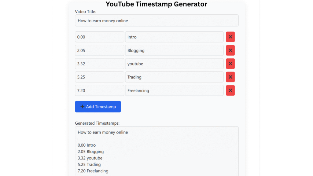 YouTube timestamp generator